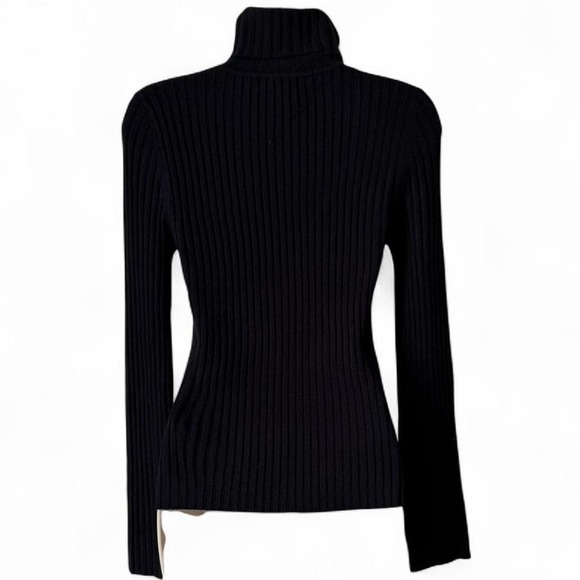 Vintage 90's Black Ribbed Turtleneck Sweater - Picture 3 of 8